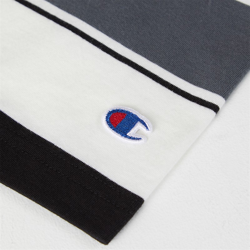 Champion Mens State Of Play Logo Striped T-Shirt White/Grey/Black
