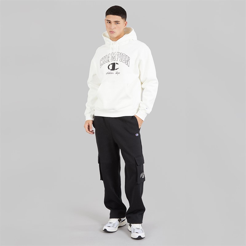 Champion Mens State Of Play Varsity Logo Hoodie White