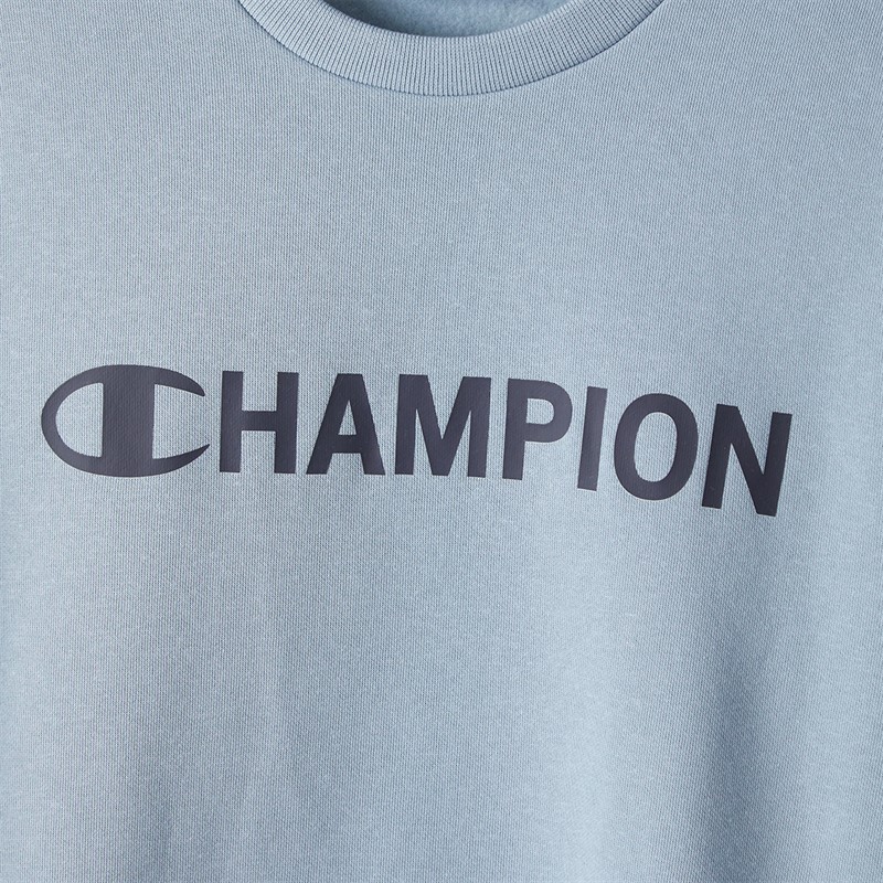 Champion Mens Graphic Shop Logo Sweatshirt Light Blue