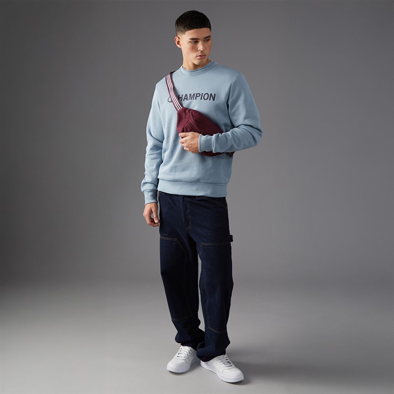 Champion Mens Graphic Shop Logo Sweatshirt Light Blue