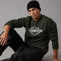 Champion Mens Graphic Shop Logo Sweatshirt Military Green