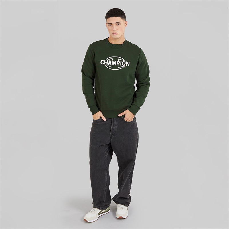 Champion Mens Graphic Shop Logo Sweatshirt Military Green