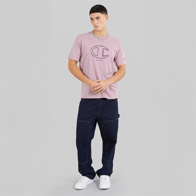 Champion Mens C-Table Graphic Logo T-Shirt Pink