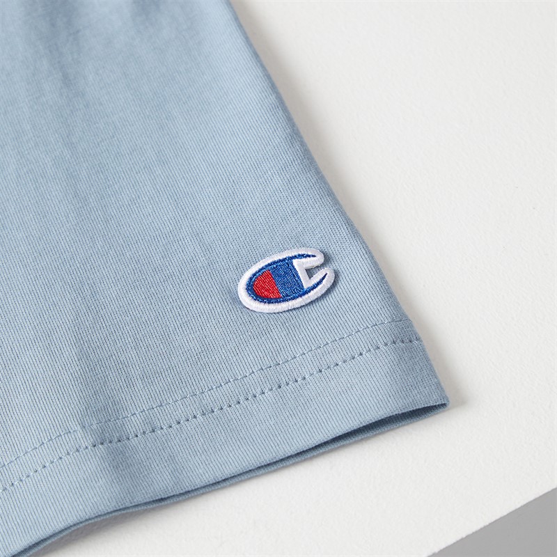 Champion Mens State Of Play Logo Back Graphic T-Shirt Light Blue