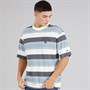 Champion Mens State Of Play Logo Striped T-Shirt White/Grey/Light Blue