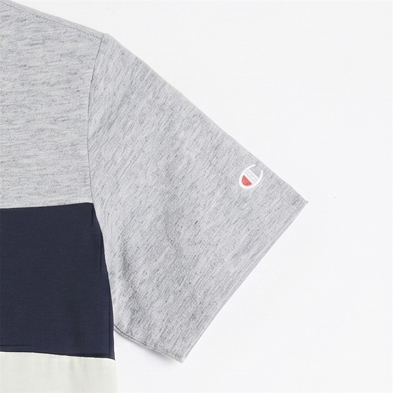 Champion Junior Icos Plus Logo T-Shirt Grey/Navy/White