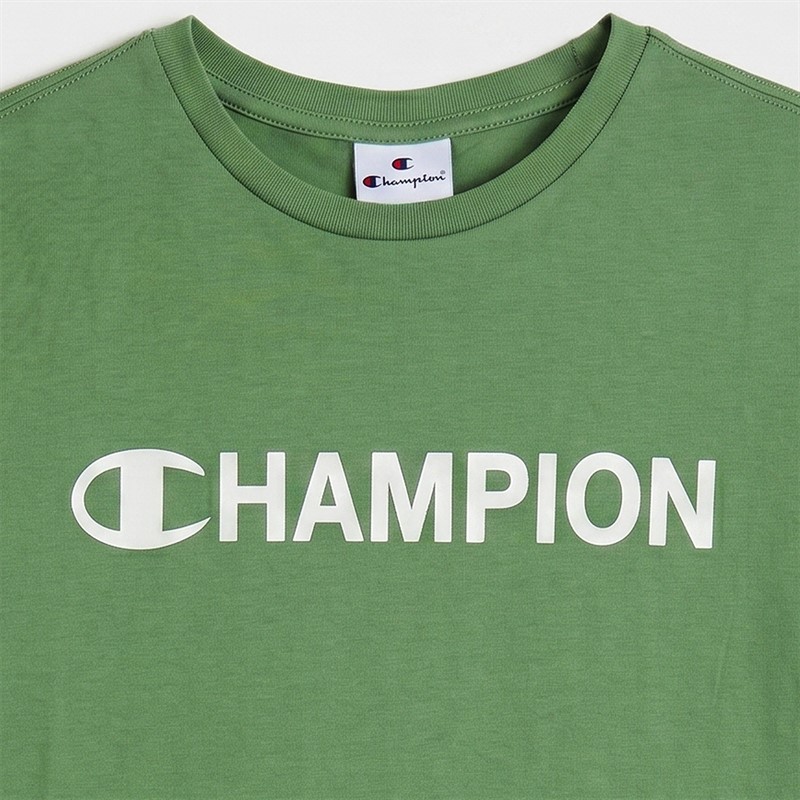 Champion Junior Graphic Shop T-Shirt Green Grey Marl
