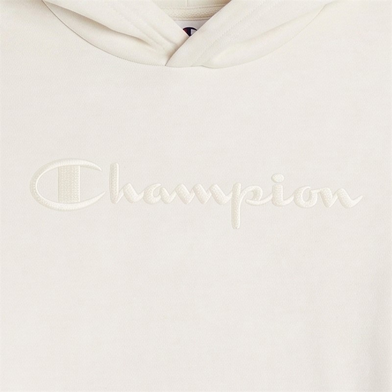 Champion Junior Icons Tonal Logo Hoodie Cream White