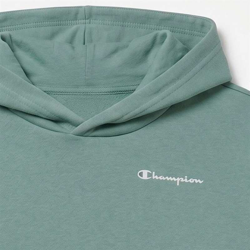 Champion Junior Core Heritage Logo Hoodie Light Green Light Blue