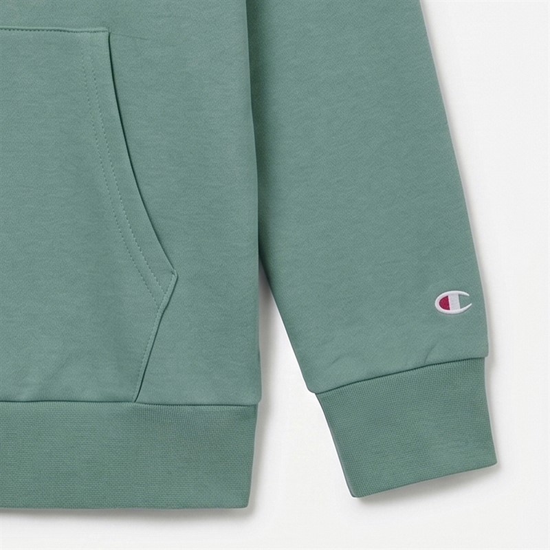 Champion Junior Core Heritage Logo Hoodie Light Green Light Blue