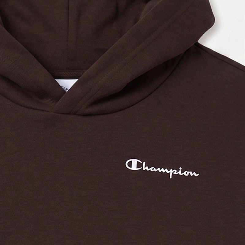 Champion Junior Core Heritage Logo Hoodie Chocolate