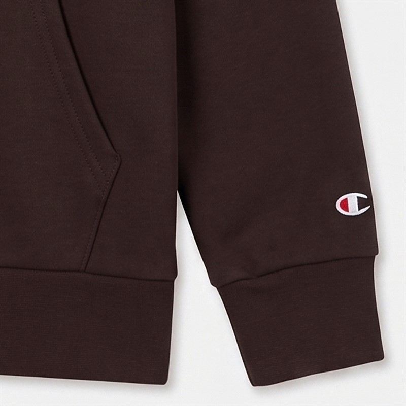 Champion Junior Core Heritage Logo Hoodie Chocolate