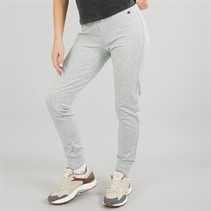 Champion Womens Core Icons Heritage Logo Ribbed Cuff Joggers Light Grey