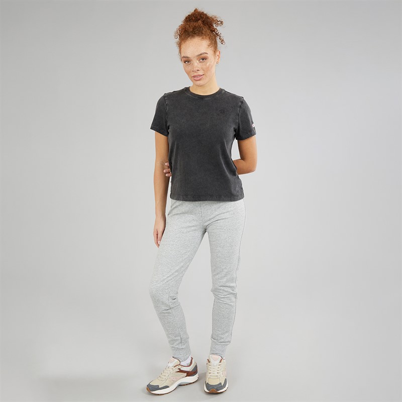 Champion Womens Core Icons Heritage Logo Ribbed Cuff Joggers Light Grey