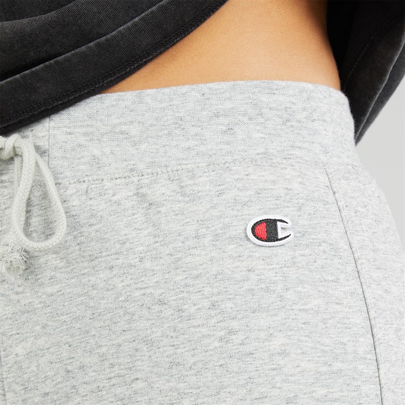 Champion Womens Core Icons Heritage Logo Ribbed Cuff Joggers Light Grey