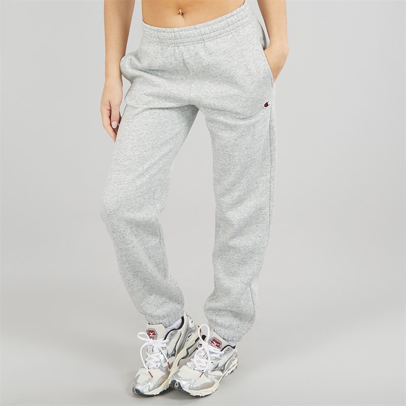 Champion Womens Core Icons Heritage Logo Cuff Joggers Light Grey