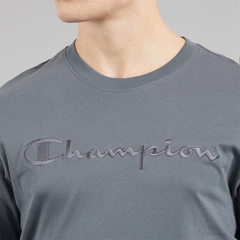 Champion Mens Icons Logo Long Sleeve T-Shirt Flint Grey