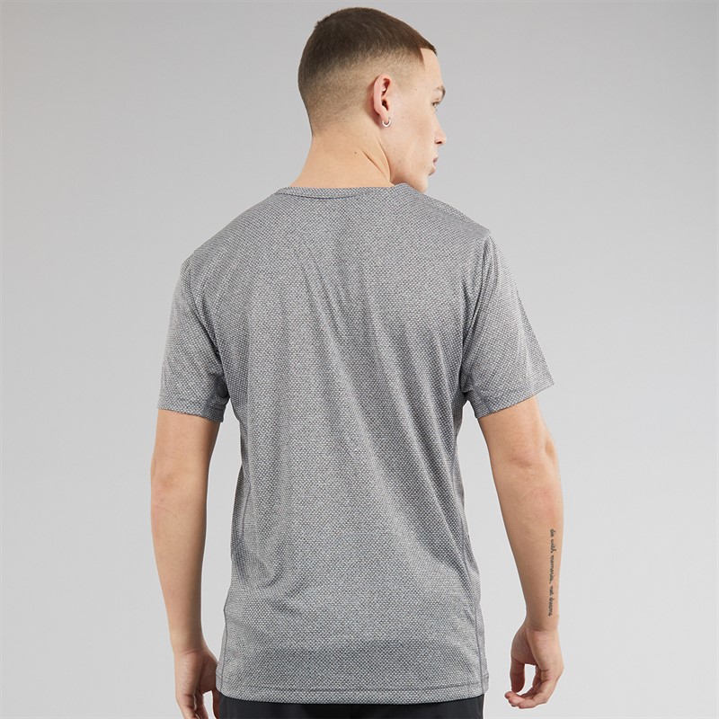 Champion Mens Athletics T-Shirt Black Melange/White