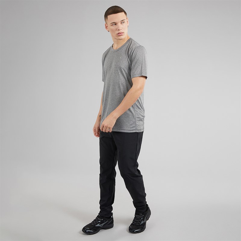 Champion Mens Athletics T-Shirt Black Melange/White