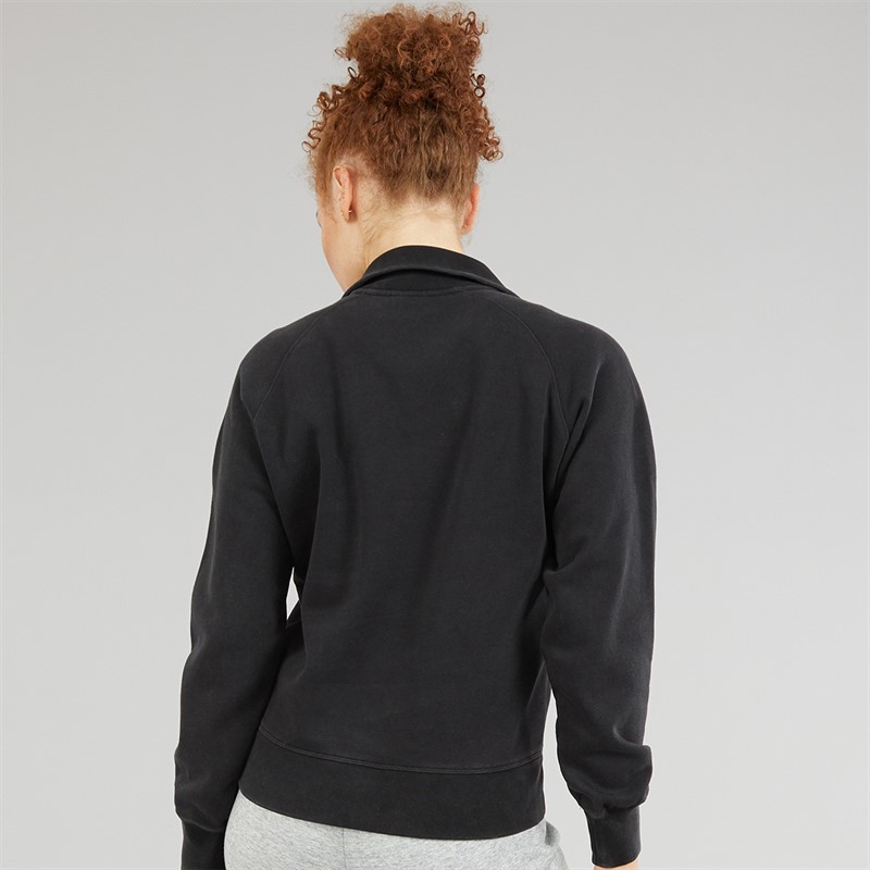 Champion Womens Icons Wash Logo Polo Neck Sweatshirt Black