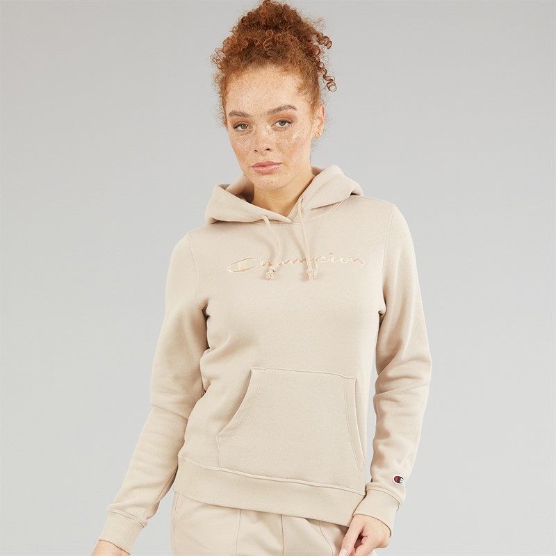 Champion Womens Icons Tonal Logo Hoodie Cream