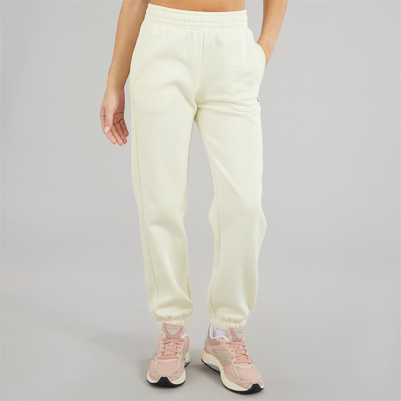 Champion Womens Core Icons Heritage Logo Cuff Joggers White