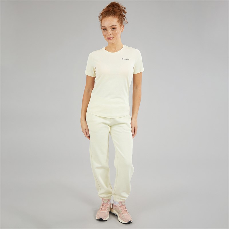 Champion Womens Core Icons Heritage Logo Cuff Joggers White