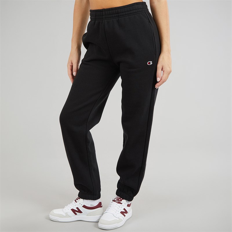Champion Womens Core Icons Heritage Logo Cuff Joggers Black