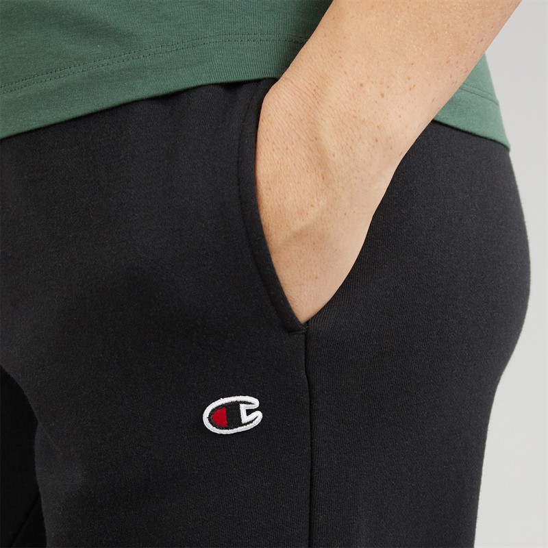 Champion Womens Core Icons Heritage Logo Cuff Joggers Black