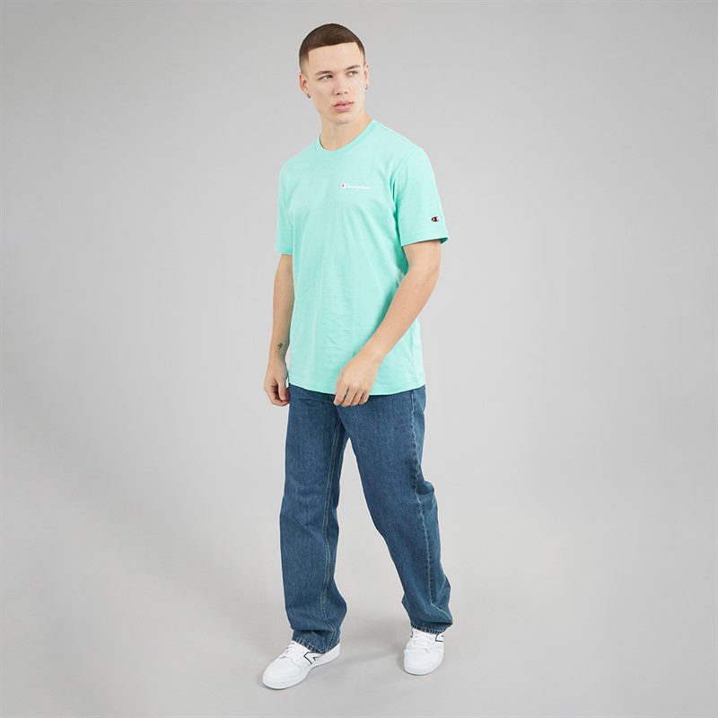 Champion Mens Icons Logo T-Shirt Aqua Blue
