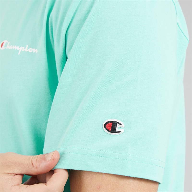 Champion Mens Icons Logo T-Shirt Aqua Blue