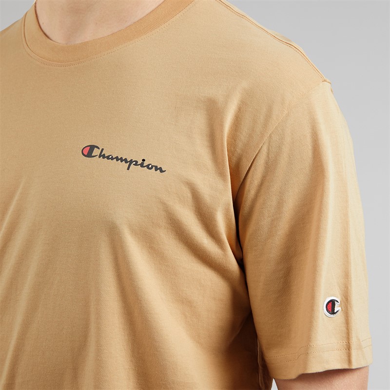 Champion Mens Icons Logo T-Shirt Beige