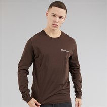 Champion Mens Core Icons Heritage Logo Long Sleeve T-Shirt Chocolate