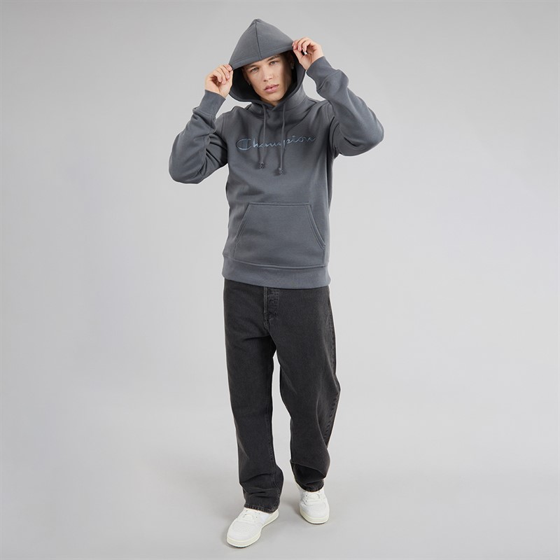 Champion Mens Icons Logo Hoodie Flint Grey