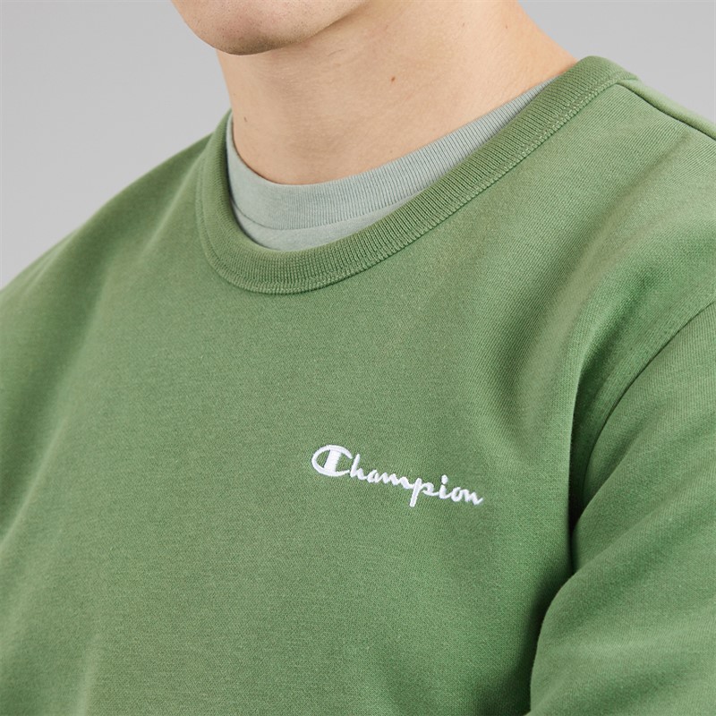 Champion Mens Core Icons Heritage Logo Sweatshirt Green Grey Marl