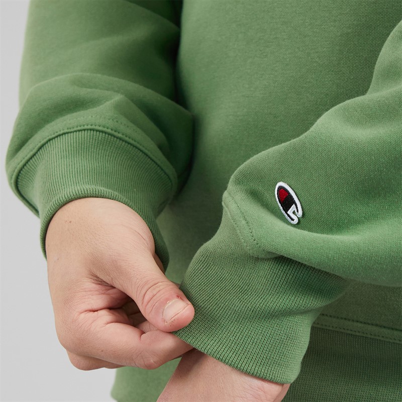 Champion Mens Core Icons Heritage Logo Sweatshirt Green Grey Marl