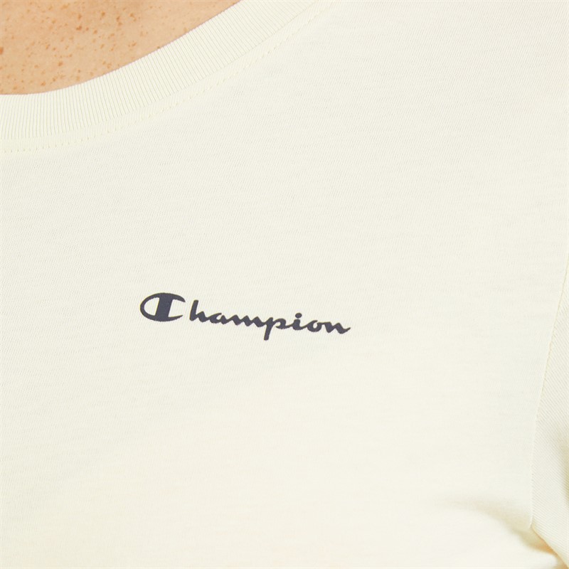 Champion Womens Core Icons Heritage Logo T-Shirt Cream White