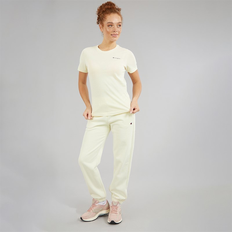 Champion Womens Core Icons Heritage Logo T-Shirt Cream White