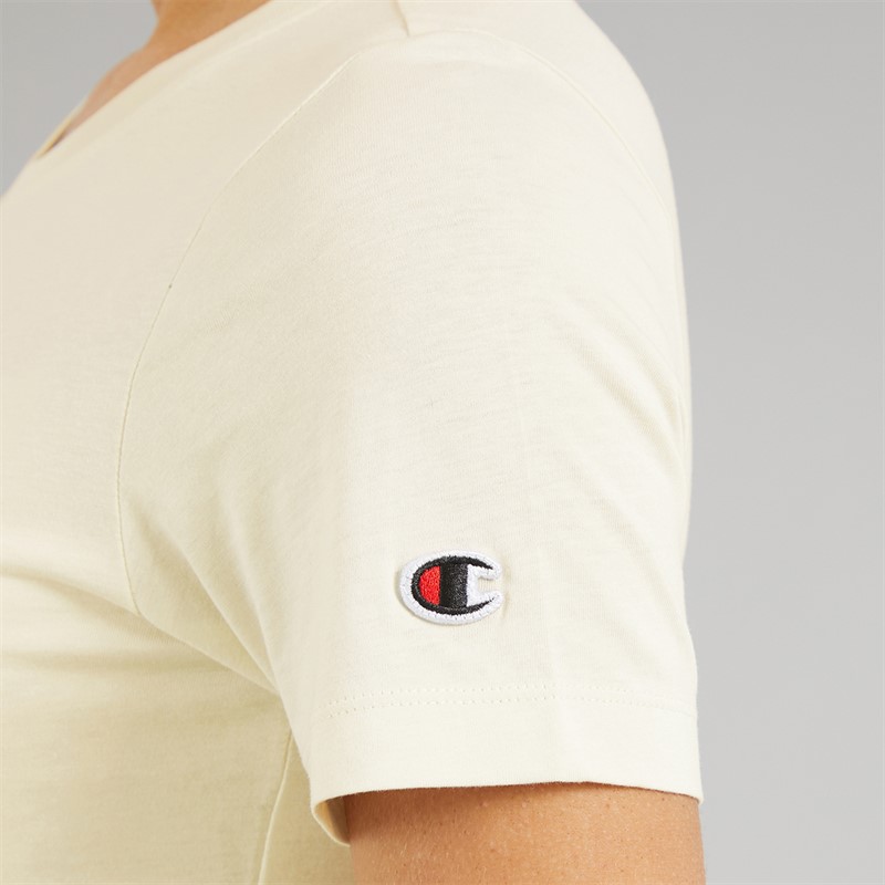 Champion Womens Core Icons Heritage Logo T-Shirt Cream White