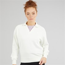 Champion Womens Icons Wash Logo Polo Neck Sweatshirt White