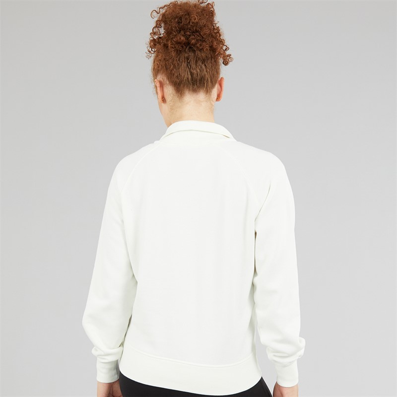 Champion Womens Icons Wash Logo Polo Neck Sweatshirt White