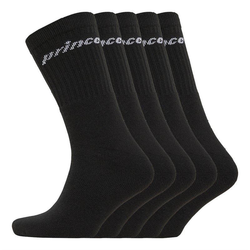 Prince Mens Five Pack Crew Socks Black