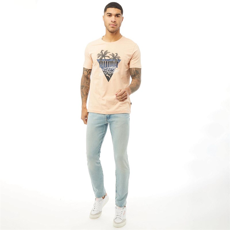 Puma Mens Summer Palms Graphic T-Shirt Pink