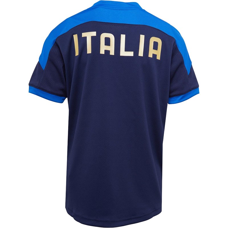 Puma Junior FIGC Italy Sweter z Dzianiny z Krótkim Rękawem Niebieski
