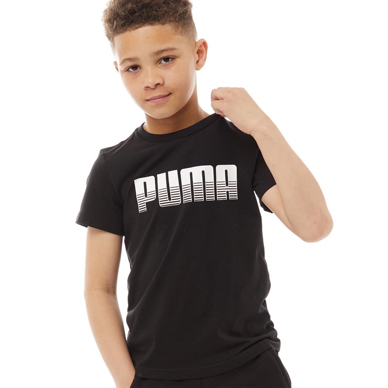  Puma Junior Graphic Sportstyle Wording T-Shirt Puma Black