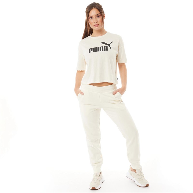 Puma T-Shirts Essentials Logo Femme Blanc Cassé
