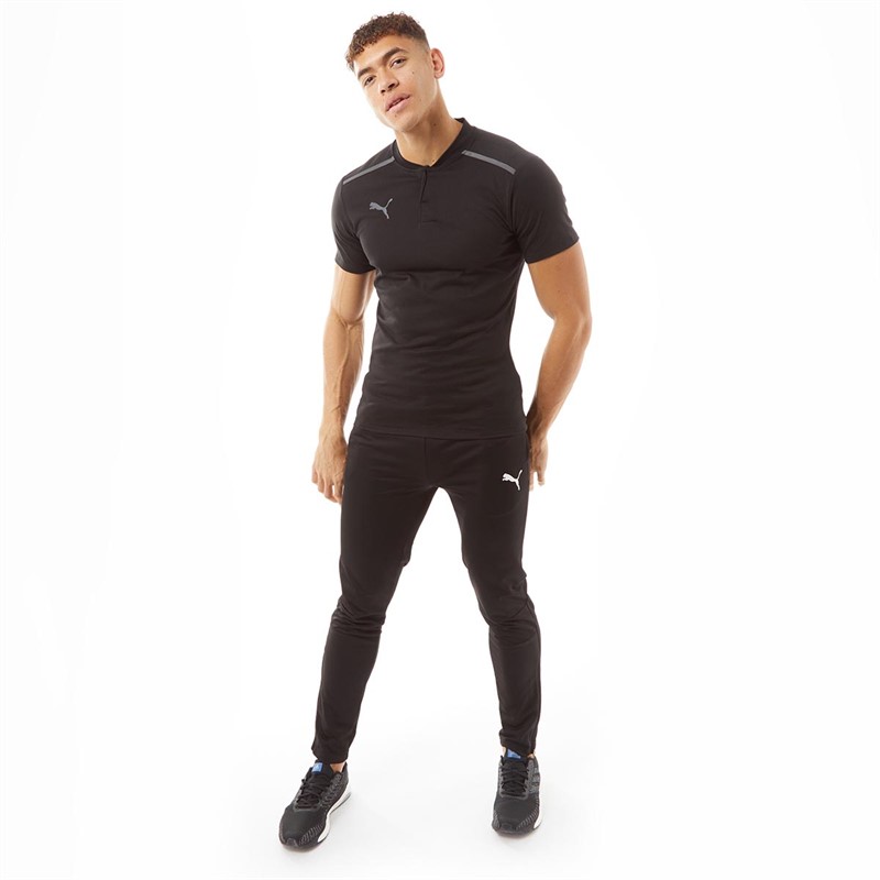 Puma Mens Teamcup Casuals Polo Puma Black/Asphalt