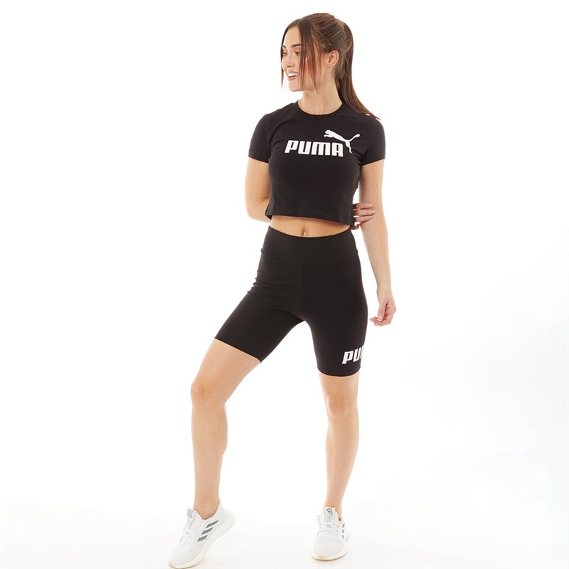Puma Womens Essentials Slim Logo Cropped T-shirt Puma Black