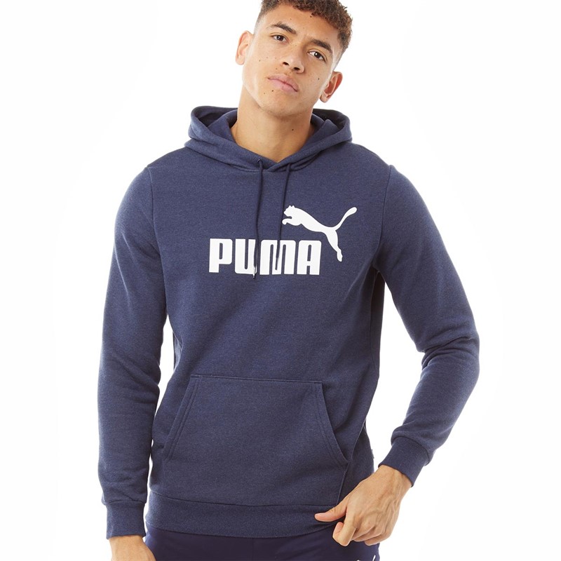 Puma Mens Essentials Logo Hoodie Peacoat Heather