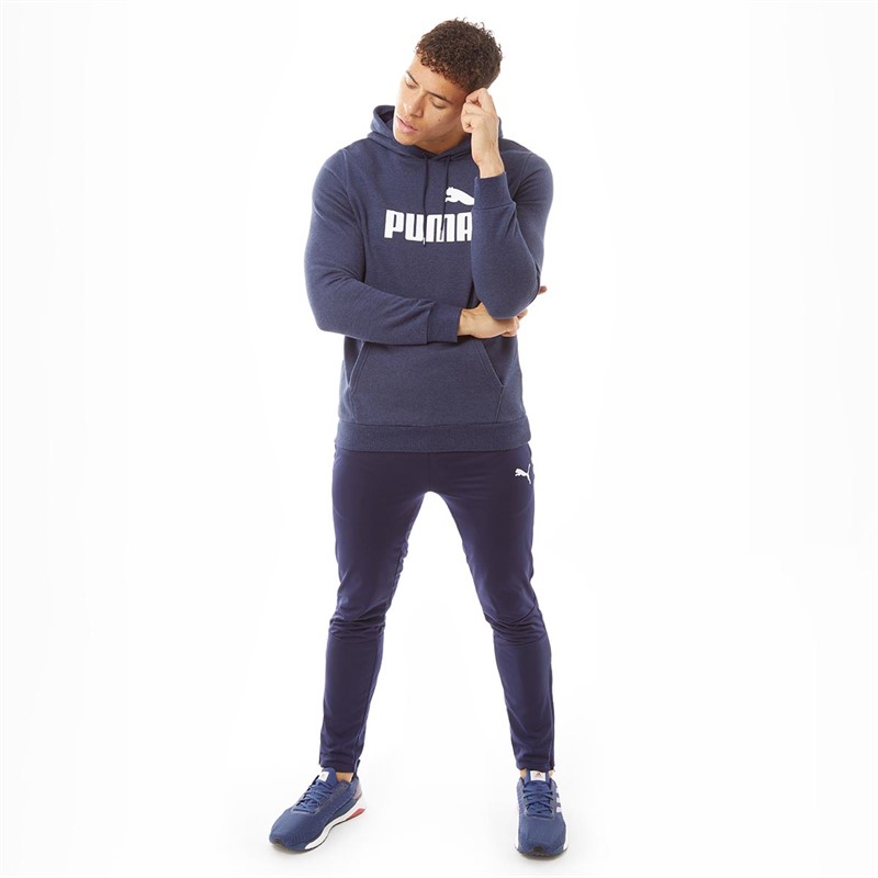 Puma Mens Essentials Logo Hoodie Peacoat Heather